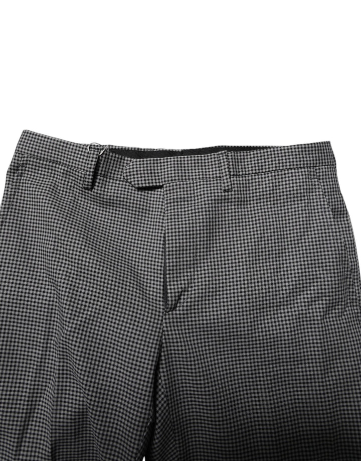 Men’s Bencivenga Black White Checkered Tapered Dress Pants