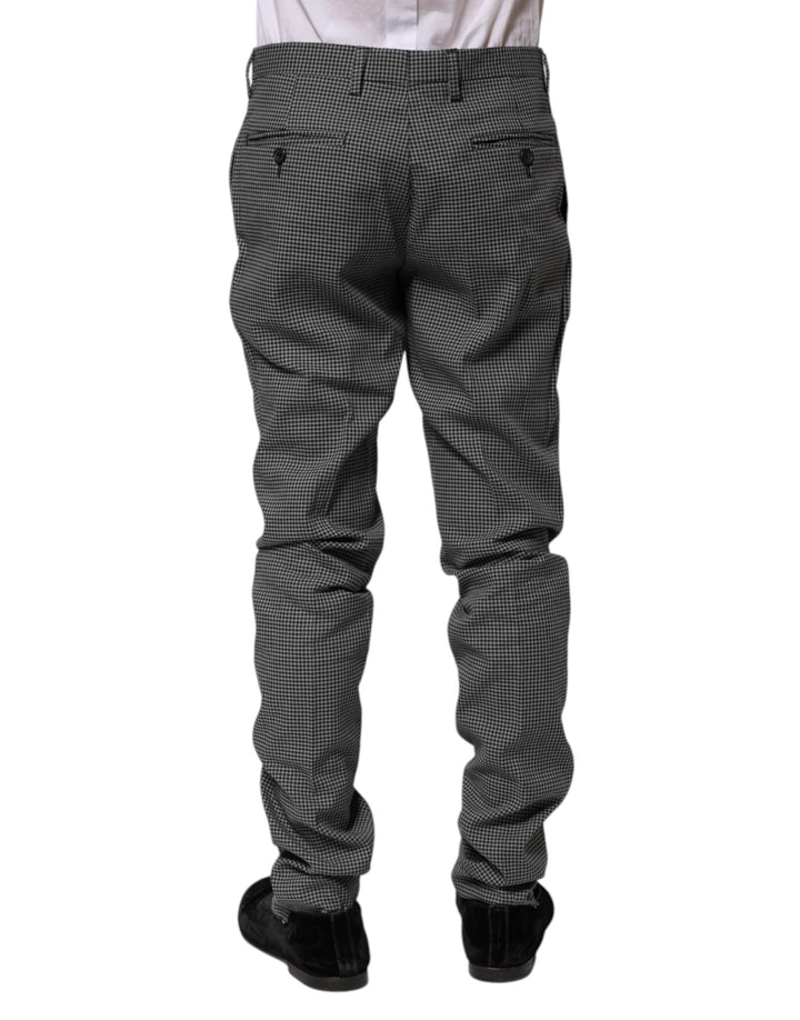 Men’s Bencivenga Black White Checkered Tapered Dress Pants