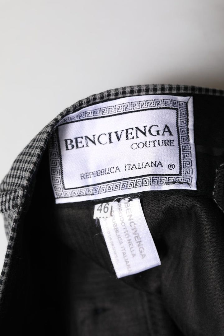 Men’s Bencivenga Black White Checkered Tapered Dress Pants