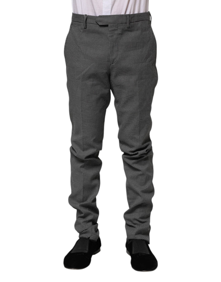 Men’s Bencivenga Black White Checkered Tapered Dress Pants