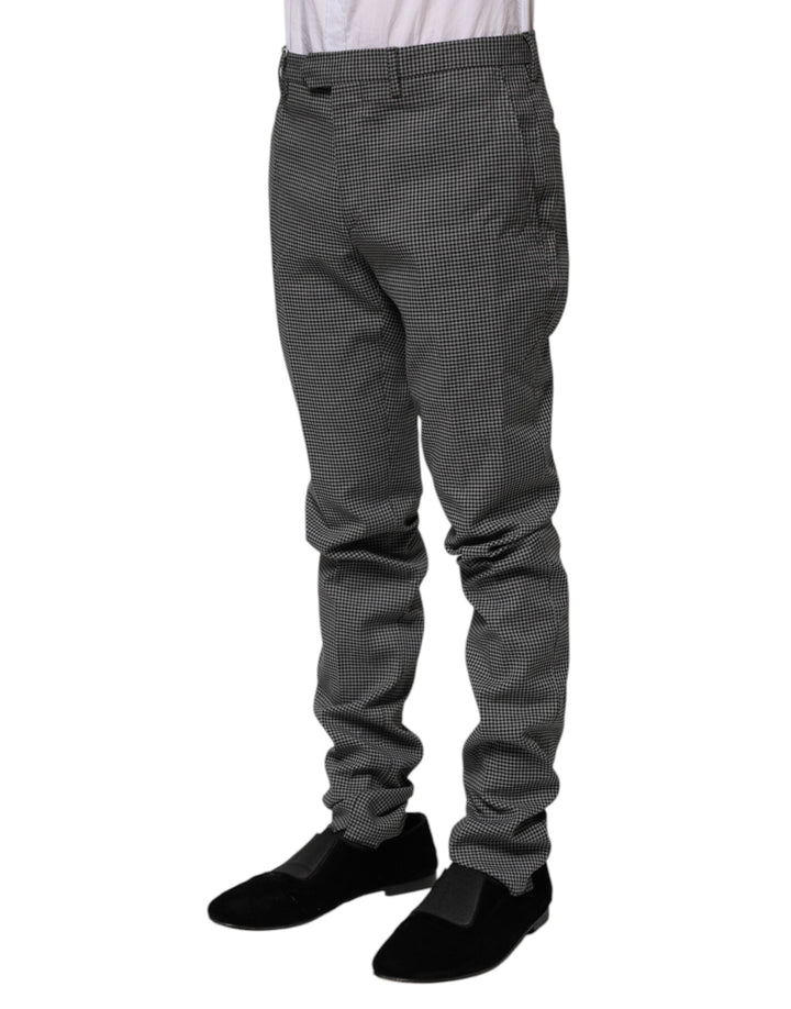 Men’s Bencivenga Black White Checkered Tapered Dress Pants