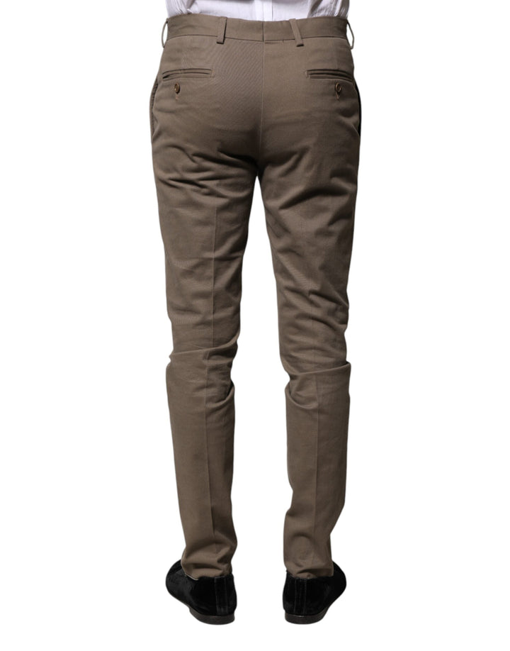 Men’s Bencivenga Brown Cotton Tapered Formal Dress Pants