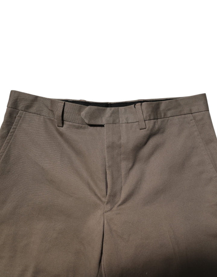 Men’s Bencivenga Brown Cotton Tapered Formal Dress Pants