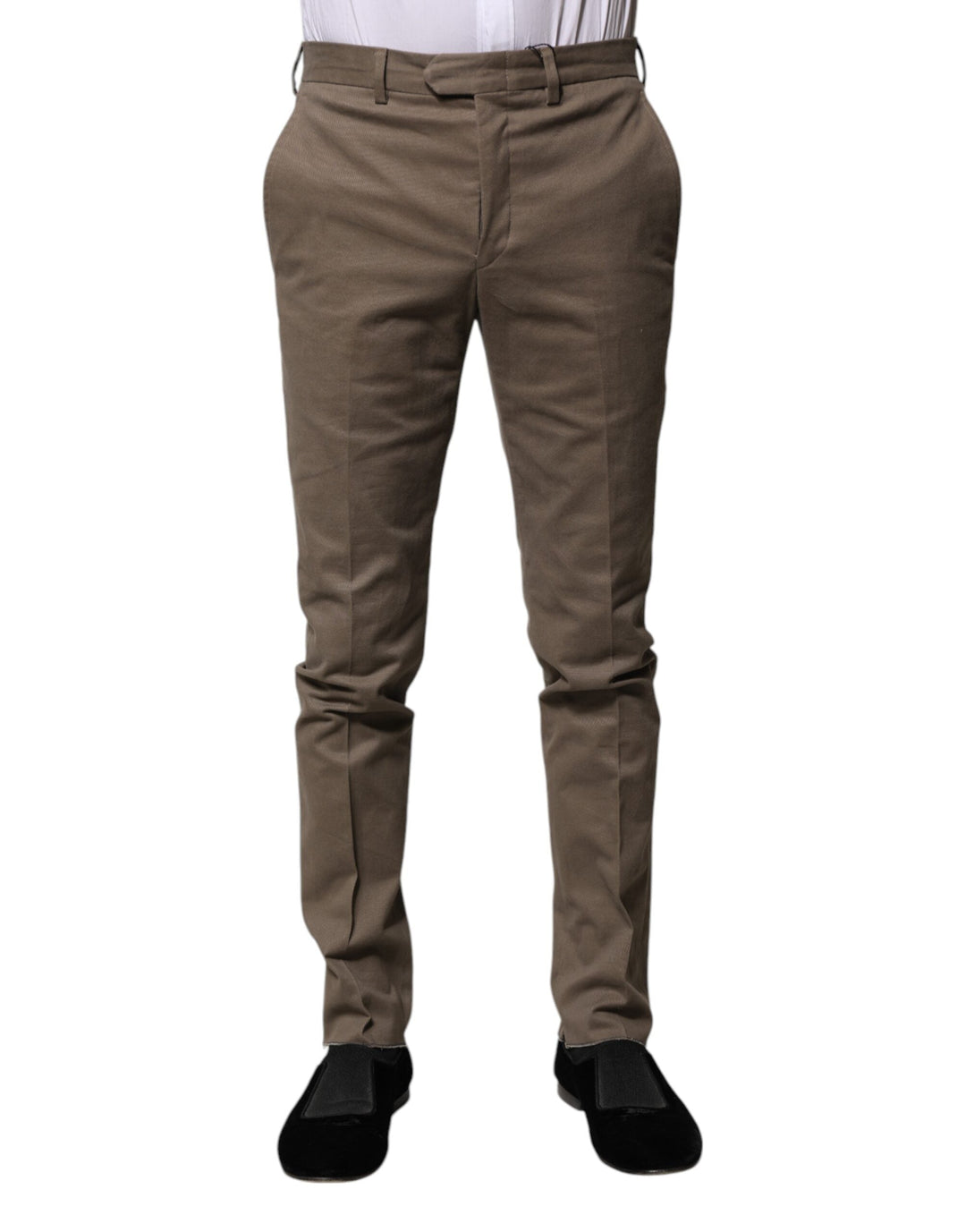 Men’s Bencivenga Brown Cotton Tapered Formal Dress Pants