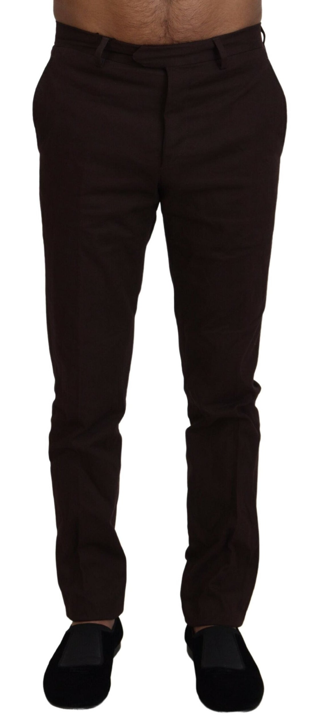 Men’s Bencivenga Brown Cotton Tapered Formal Men Pants