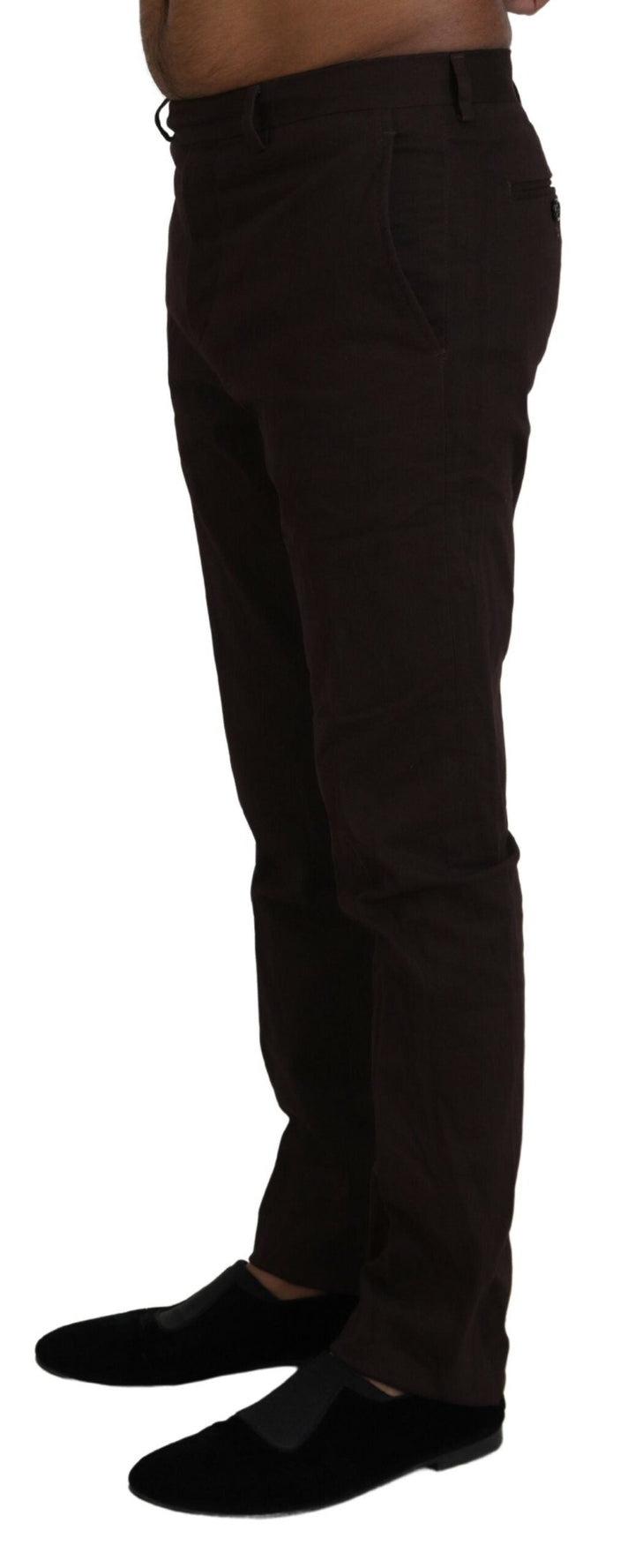 Men’s Bencivenga Brown Cotton Tapered Formal Men Pants