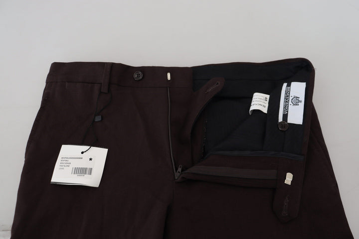 Men’s Bencivenga Brown Cotton Tapered Formal Men Pants