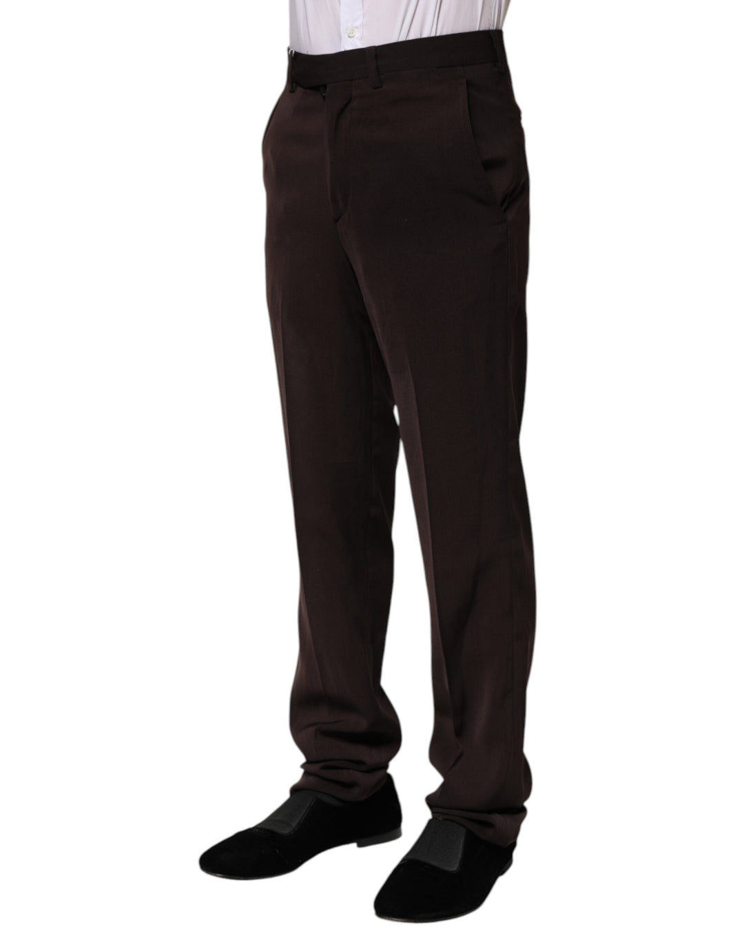 Men’s Bencivenga Dark Brown Mid Waist Dress Formal Pants