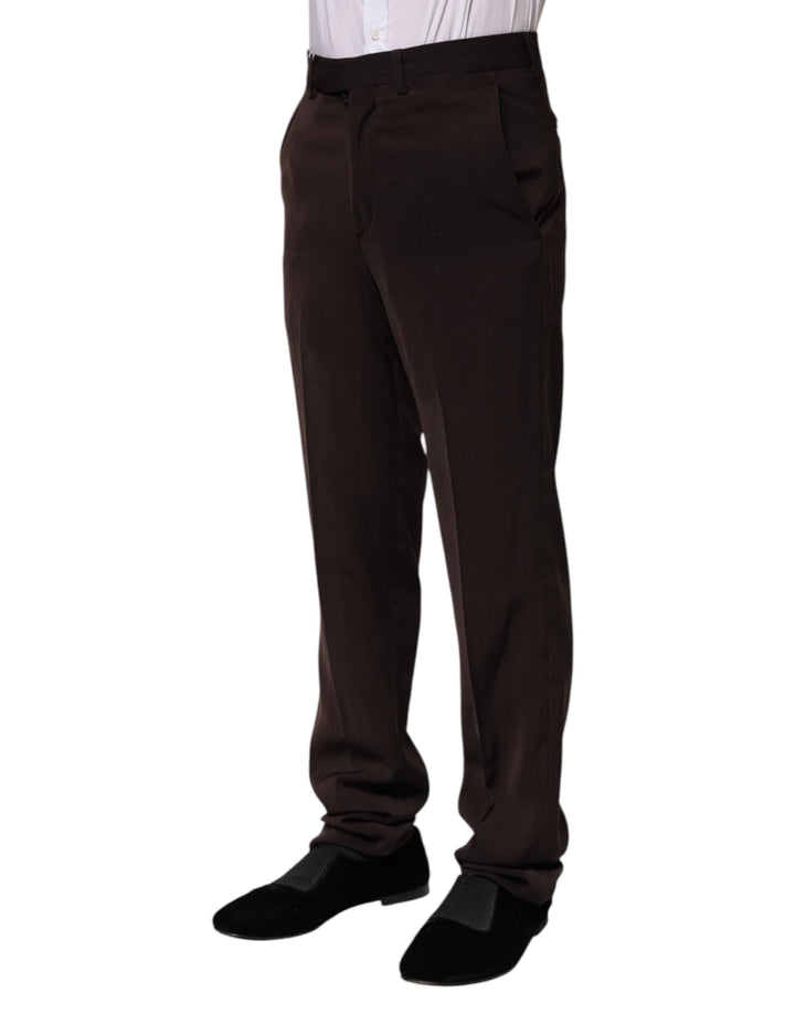 Men’s Bencivenga Dark Brown Mid Waist Dress Formal Pants