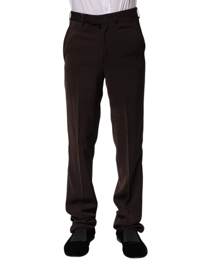 Men’s Bencivenga Dark Brown Mid Waist Dress Formal Pants