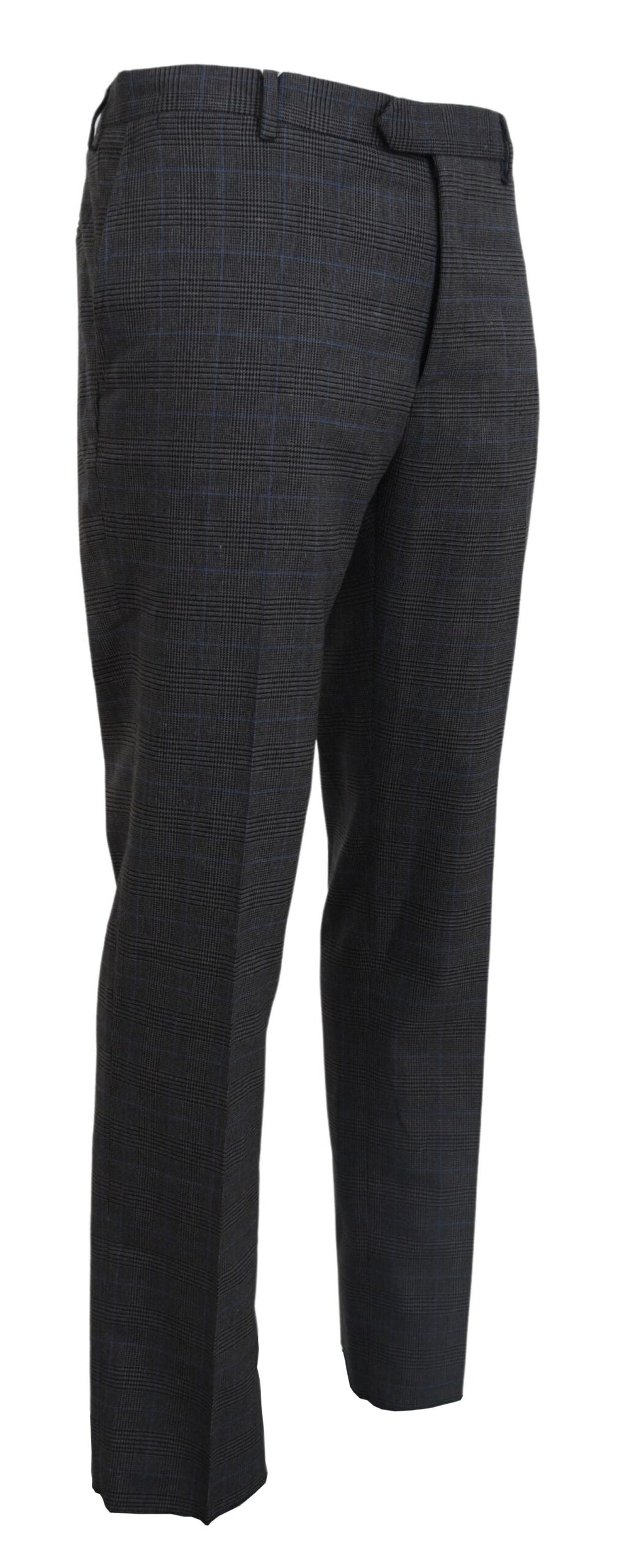 Men’s Bencivenga Gray Checkered Wool Dress Formal Pants