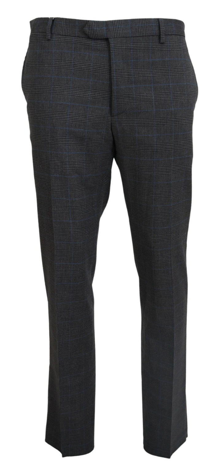 Men’s Bencivenga Gray Checkered Wool Dress Formal Pants