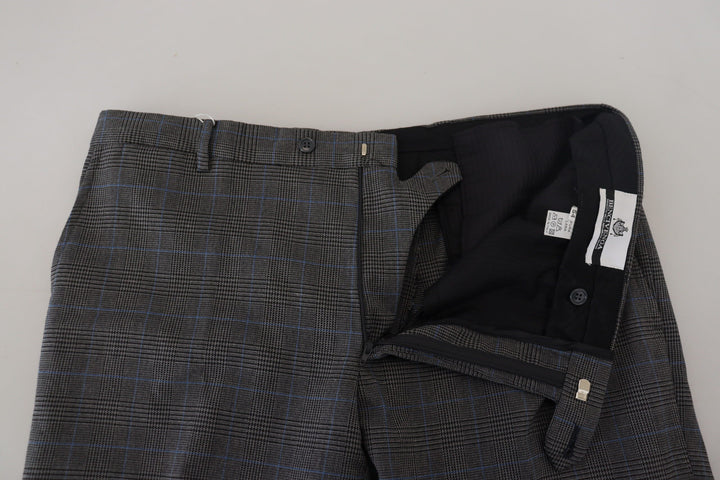 Men’s Bencivenga Gray Checkered Wool Dress Formal Pants