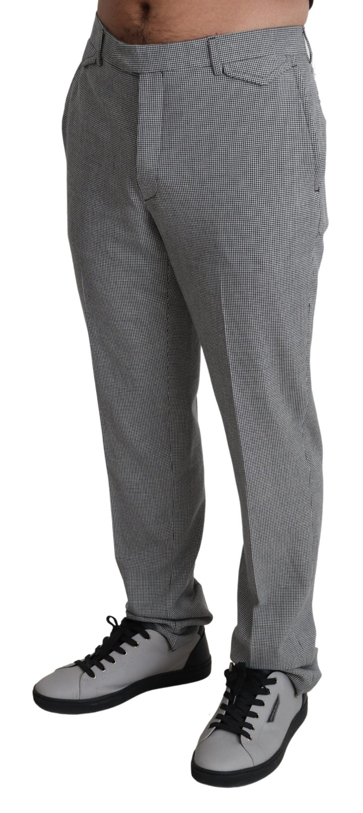 Men’s Bencivenga Gray Wool Checkered Dress Men Formal Trouser Pants
