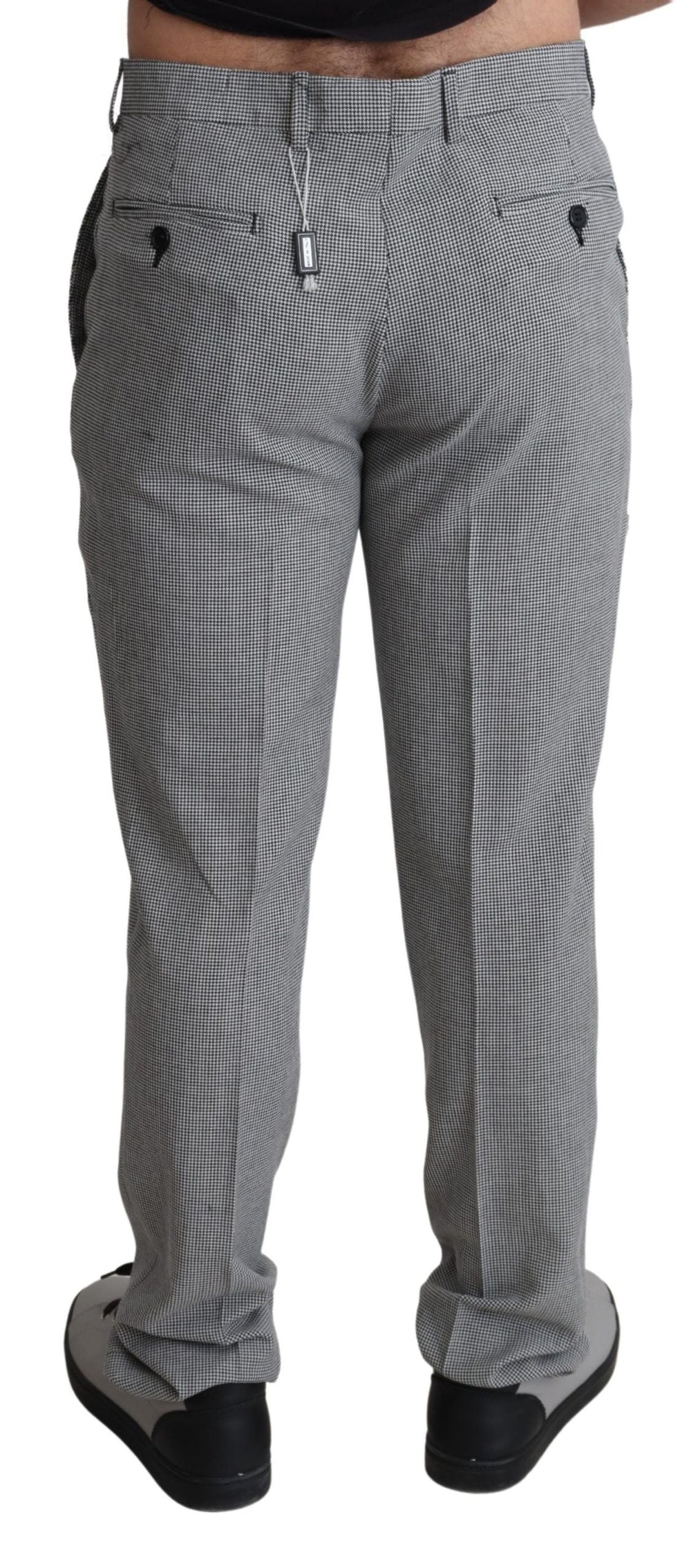 Men’s Bencivenga Gray Wool Checkered Dress Men Formal Trouser Pants