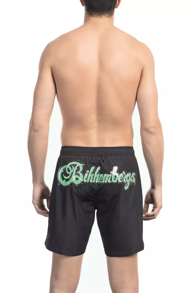 Men’s Bikkembergs Black Polyester Men Swim Short