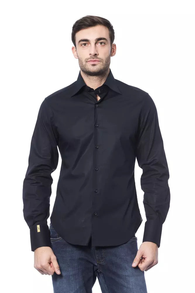 Men’s Billionaire Italian Couture Blue Cotton Men Shirt