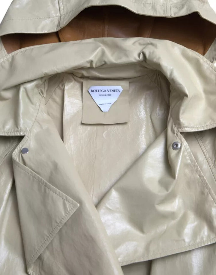 Men’s Bottega Veneta Beige Lambskin Leather Trench Coat Jacket