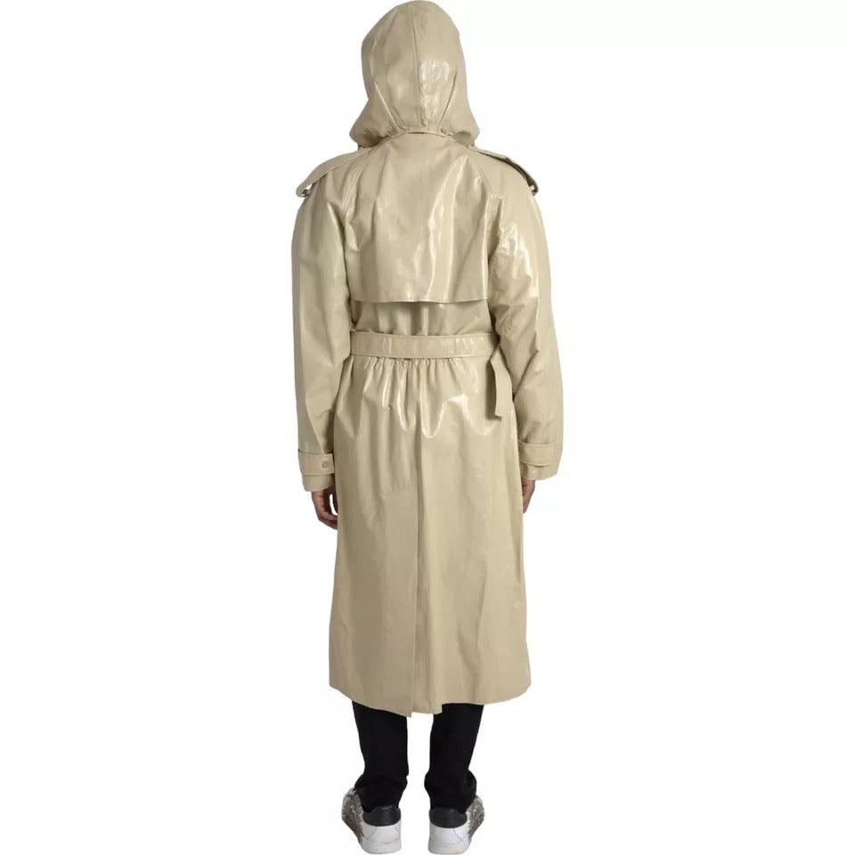 Men’s Bottega Veneta Beige Lambskin Leather Trench Coat Jacket