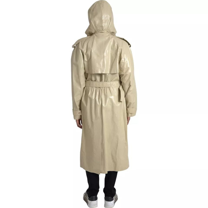 Men’s Bottega Veneta Beige Lambskin Leather Trench Coat Jacket