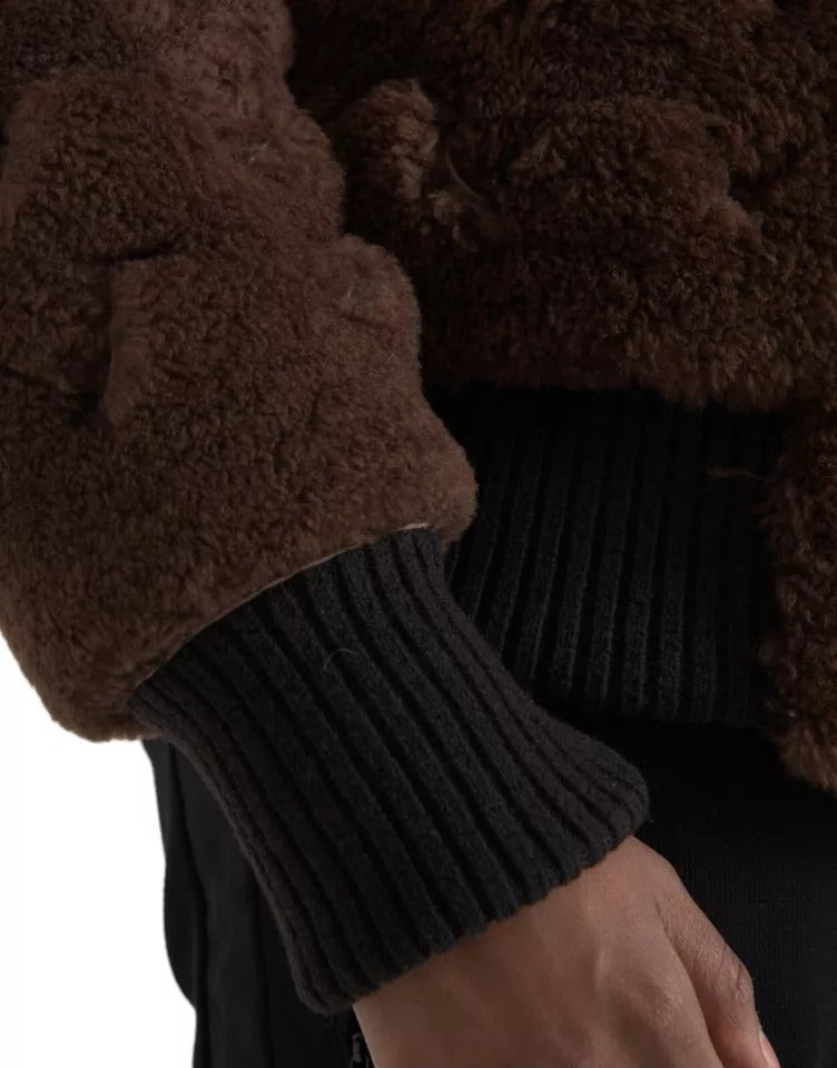 Men’s Bottega Veneta Brown Fur Lamb Shearling Coat Jacket