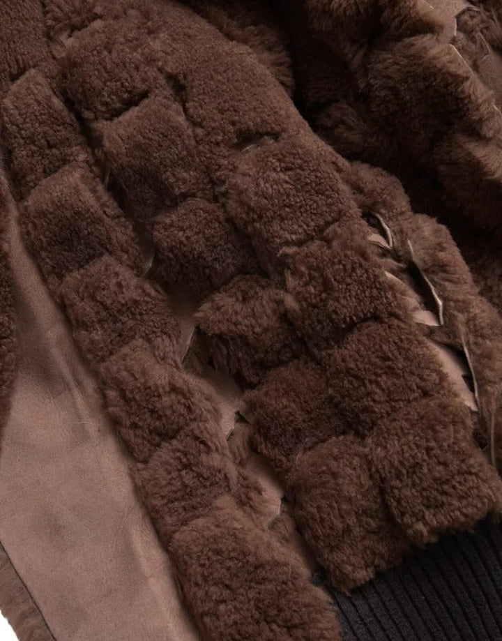 Men’s Bottega Veneta Brown Fur Lamb Shearling Coat Jacket