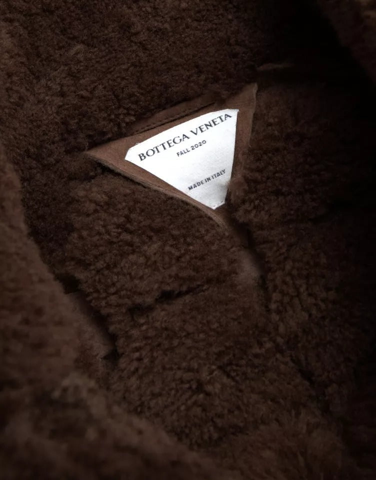 Men’s Bottega Veneta Brown Fur Lamb Shearling Coat Jacket