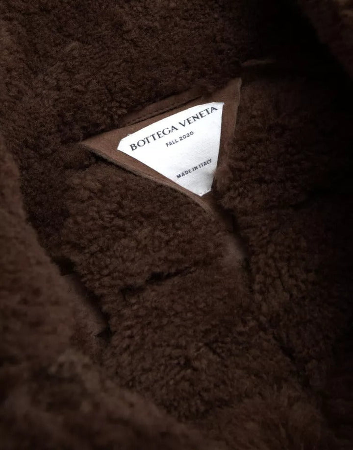 Men’s Bottega Veneta Brown Fur Lamb Shearling Coat Jacket