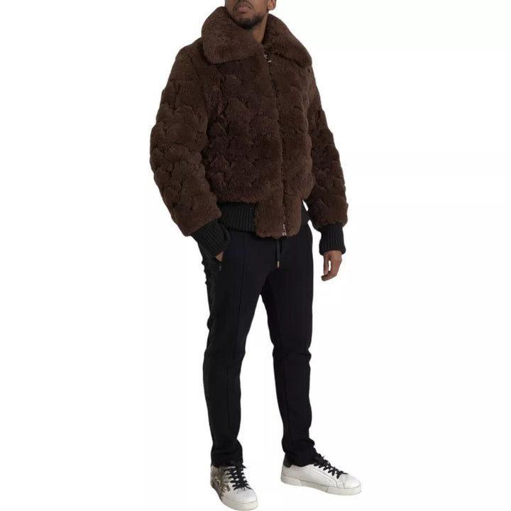 Men’s Bottega Veneta Brown Fur Lamb Shearling Coat Jacket