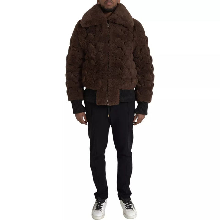 Men’s Bottega Veneta Brown Fur Lamb Shearling Coat Jacket