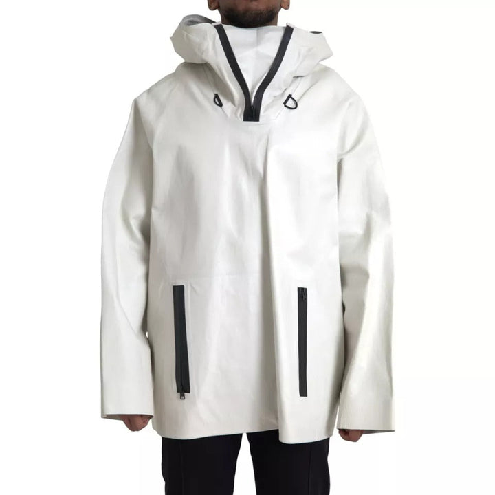 Men’s Bottega Veneta White Leather Men Waterproof Jacket Blouson