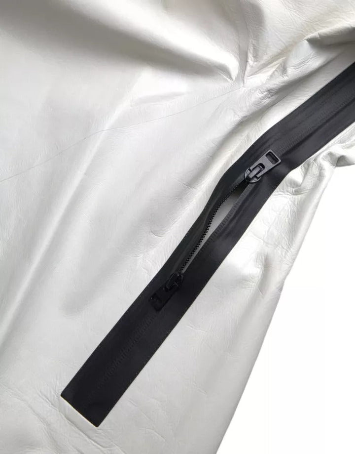 Men’s Bottega Veneta White Leather Men Waterproof Jacket Blouson