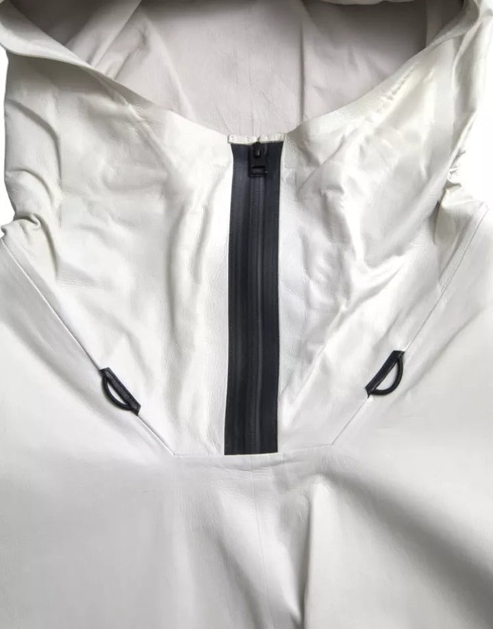 Men’s Bottega Veneta White Leather Men Waterproof Jacket Blouson