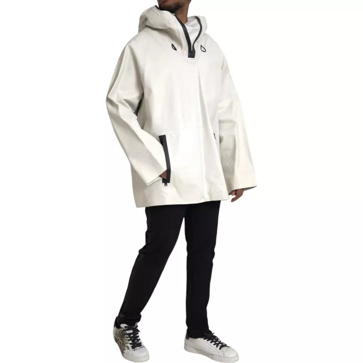 Men’s Bottega Veneta White Leather Men Waterproof Jacket Blouson