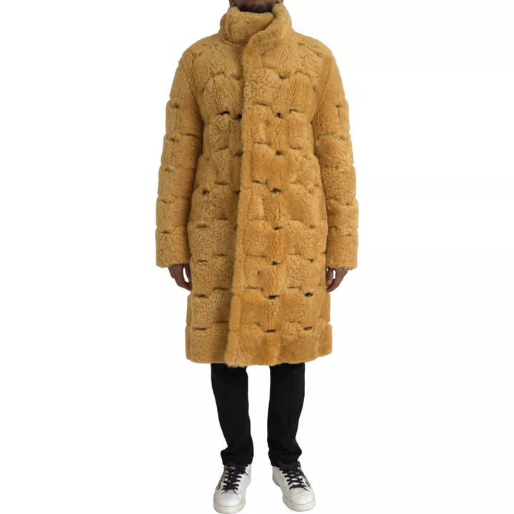Men’s Bottega Veneta Yellow Wool Long Teddy Coat Jacket