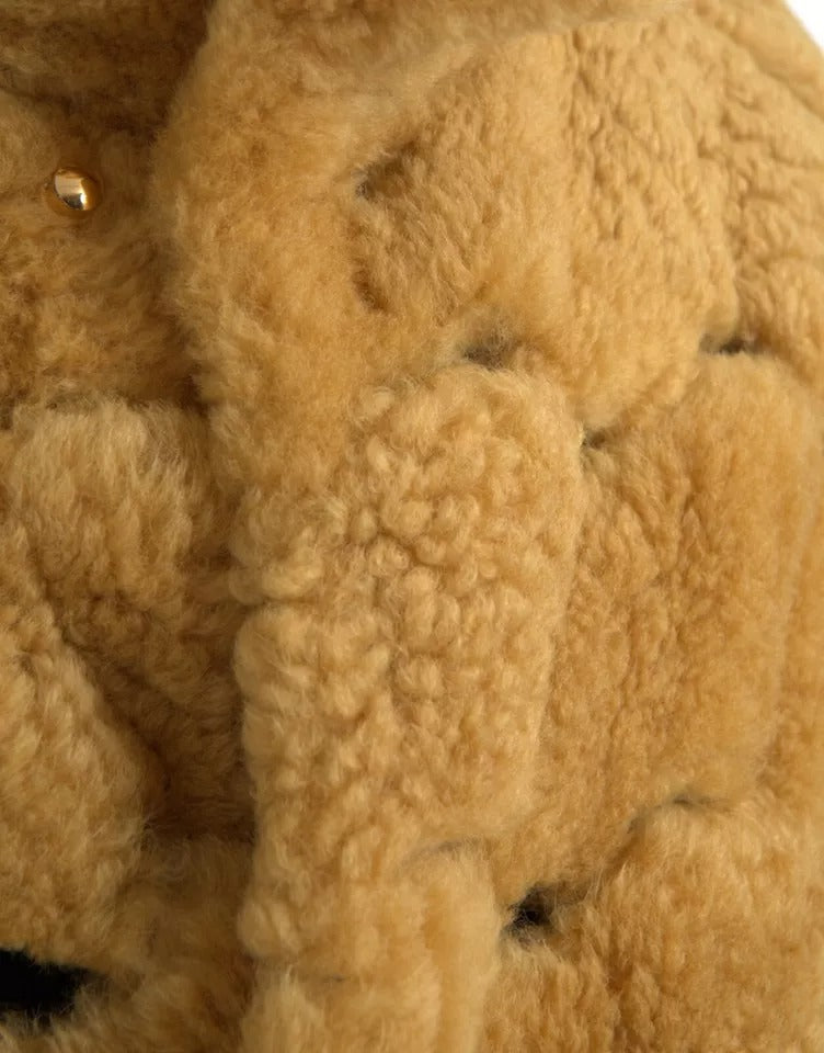 Men’s Bottega Veneta Yellow Wool Long Teddy Coat Jacket