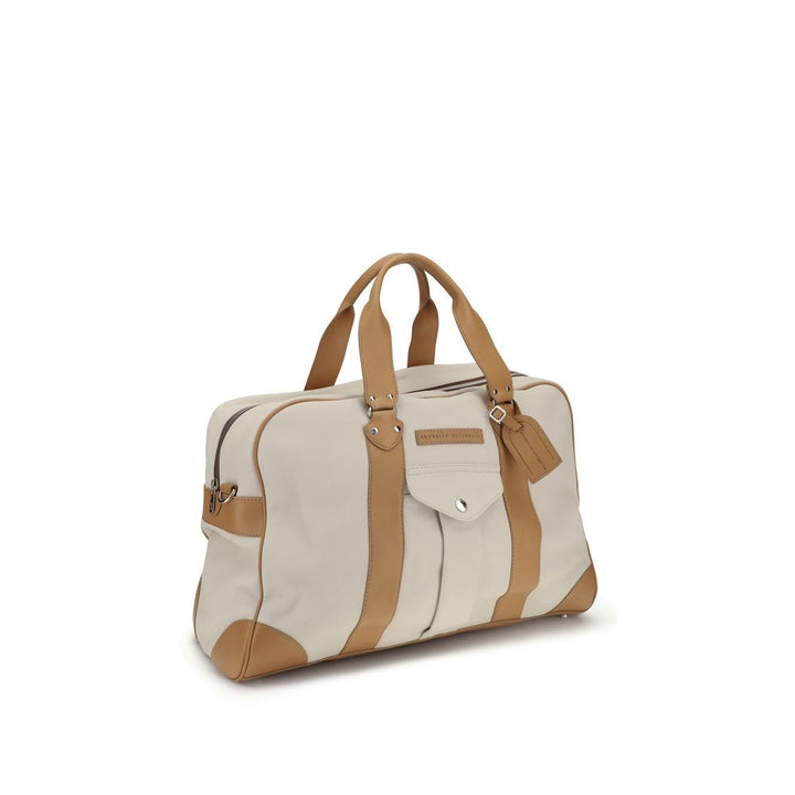 Men’s Brunello Cucinelli Beige Calf Leather Bos Taurus Luggage and Travel