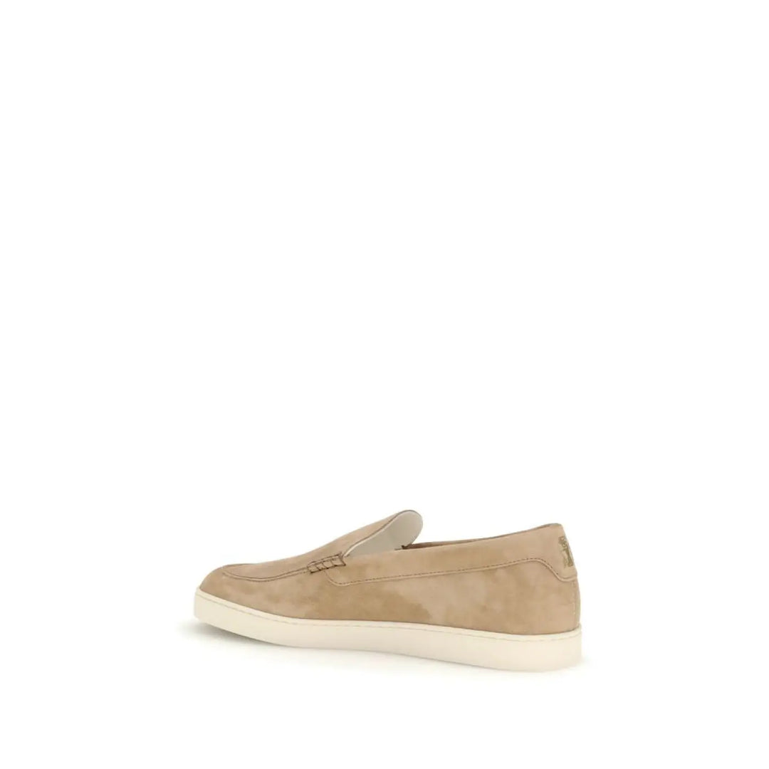 Men’s Brunello Cucinelli Beige Calf Leather Bos Taurus Slip-on Loafers