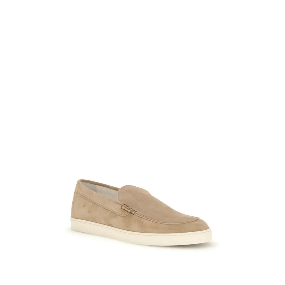 Men’s Brunello Cucinelli Beige Calf Leather Bos Taurus Slip-on Loafers