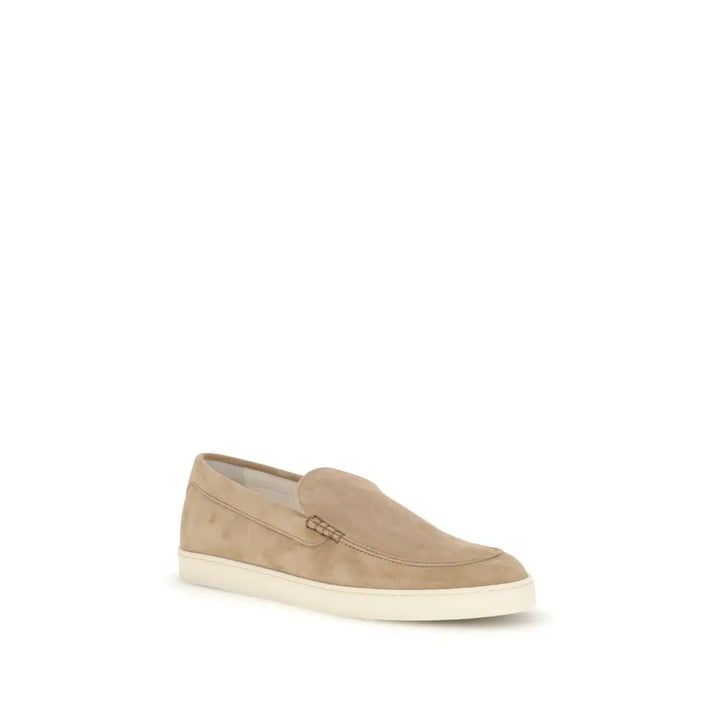 Men’s Brunello Cucinelli Beige Calf Leather Bos Taurus Slip-on Loafers