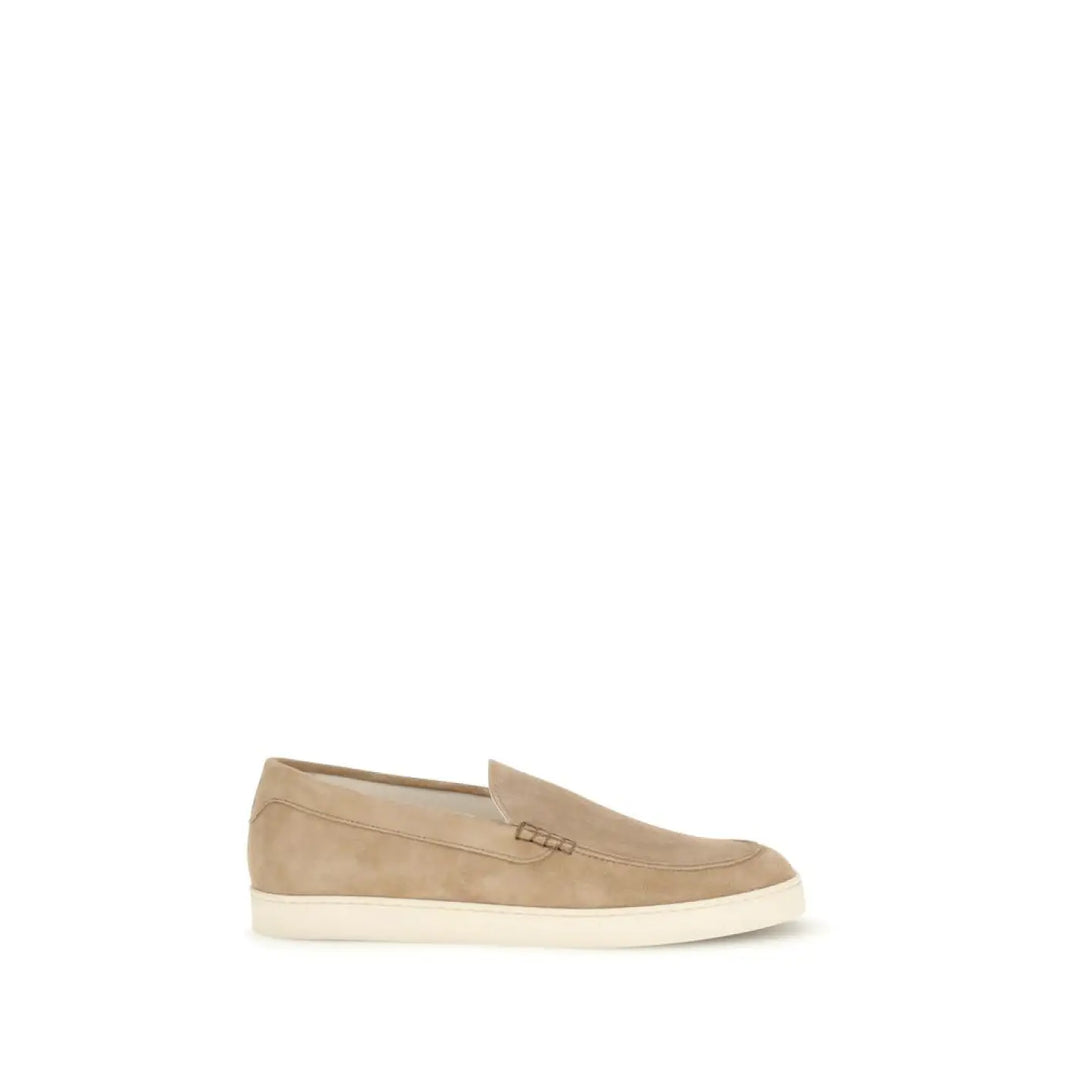 Men’s Brunello Cucinelli Beige Calf Leather Bos Taurus Slip-on Loafers
