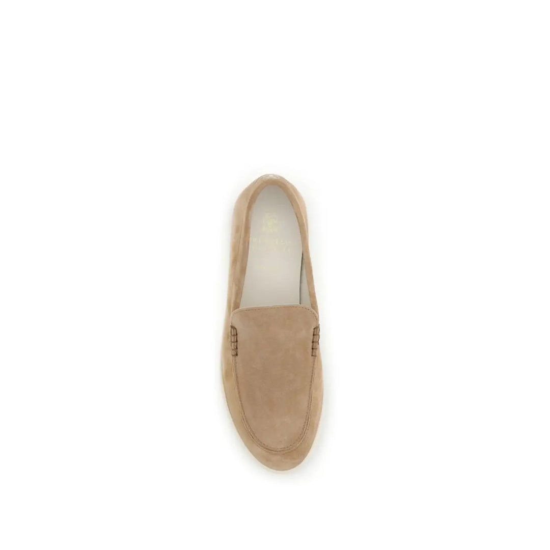 Men’s Brunello Cucinelli Beige Calf Leather Bos Taurus Slip-on Loafers