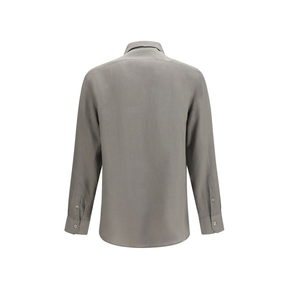 Men’s Brunello Cucinelli Bicolor Linen Dress Shirt