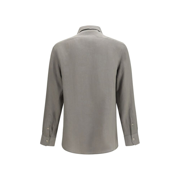 Men’s Brunello Cucinelli Bicolor Linen Dress Shirt