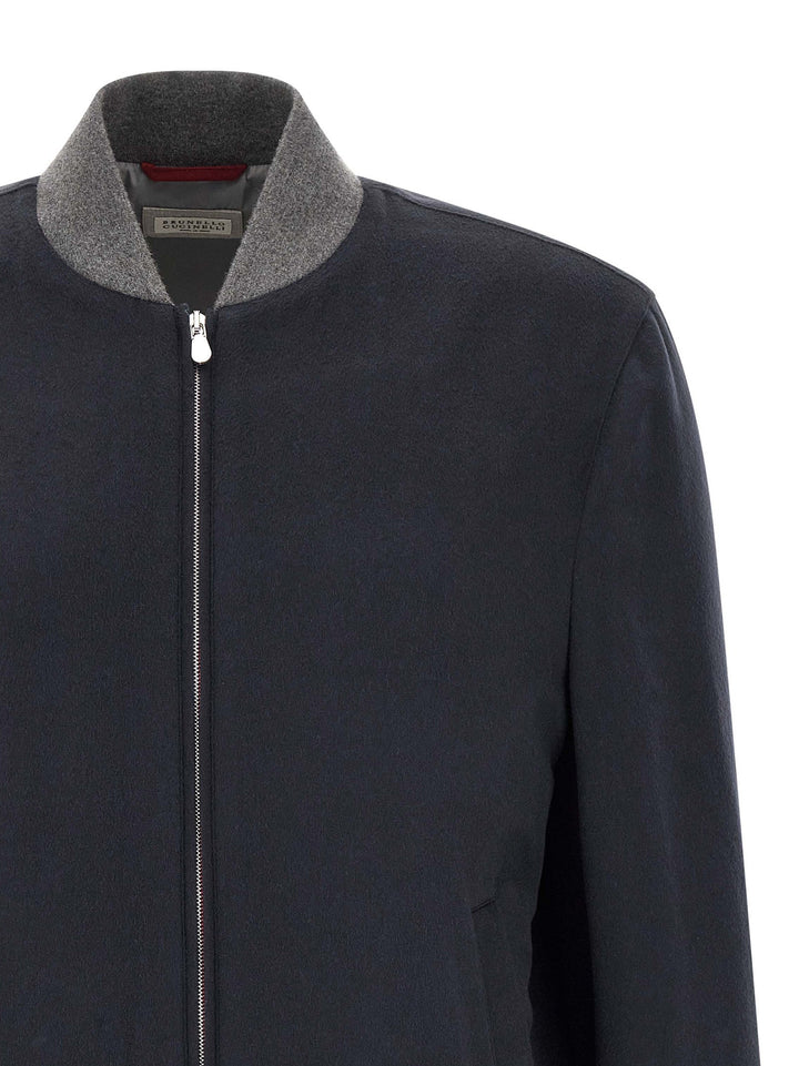 Men’s Brunello Cucinelli Blue Cashmere Bomber