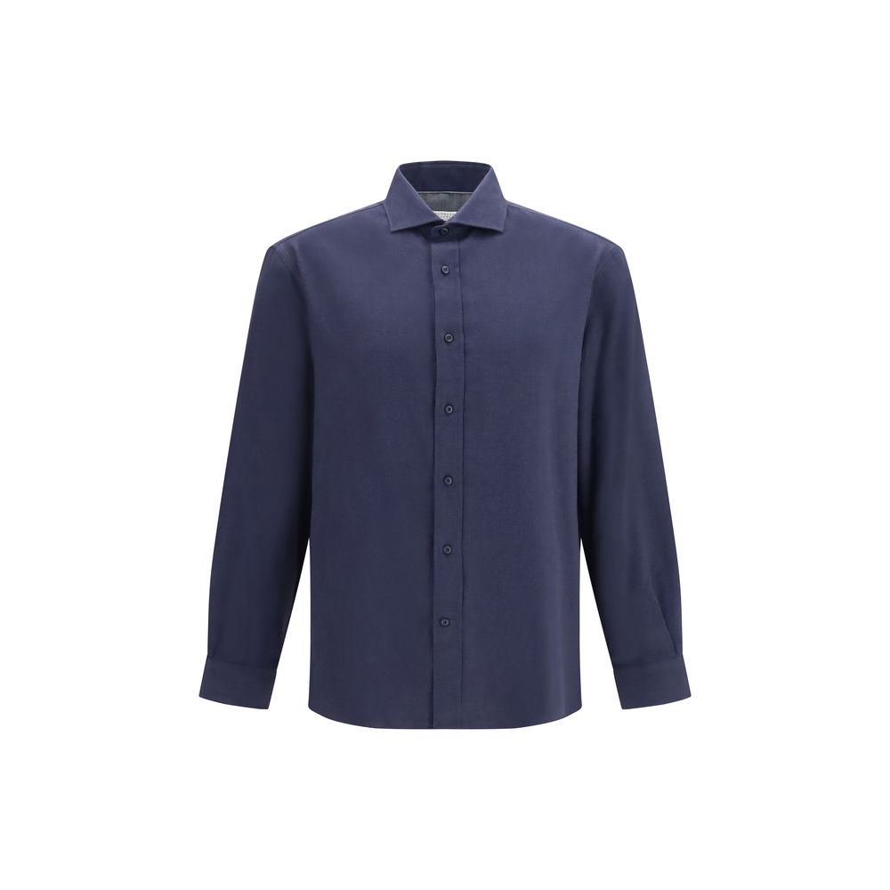 Men’s Brunello Cucinelli Blue Cotton Dress Shirt