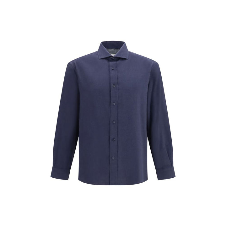 Brunello Cucinelli Blue Cotton Dress Shirt