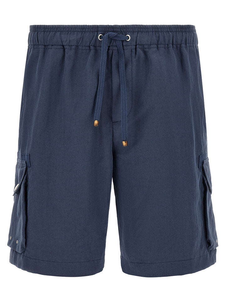 Brunello Cucinelli Blue Linen Bermuda Shorts