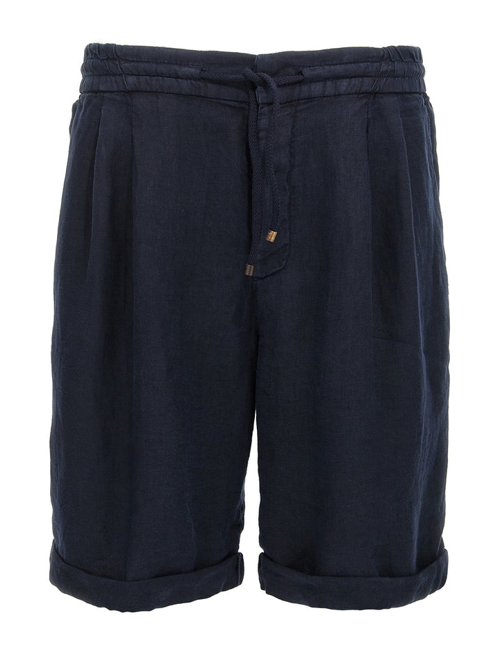 Men’s Brunello Cucinelli Blue Linen Bermuda Shorts