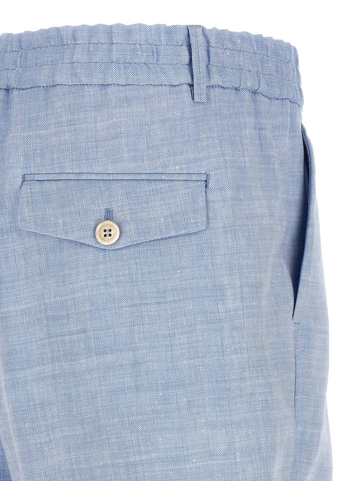Men’s Brunello Cucinelli Blue Linen Bermuda Shorts